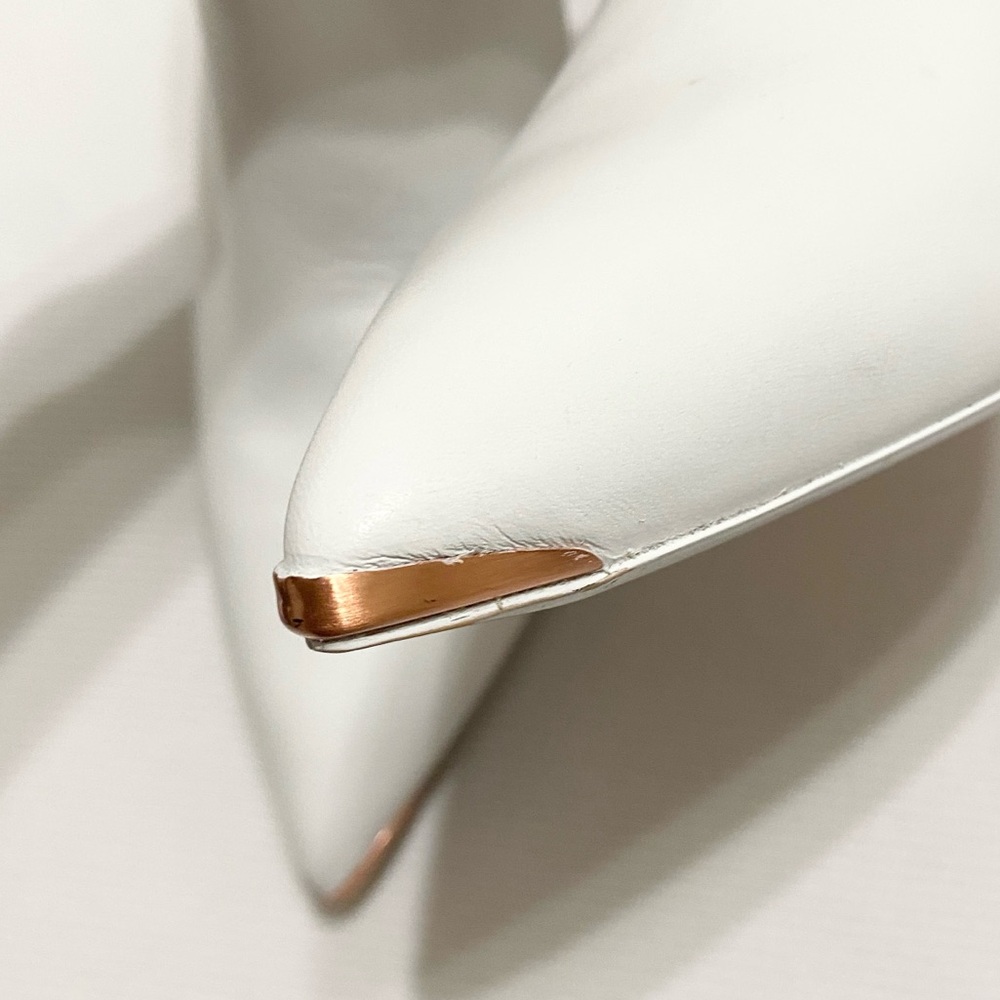 Ted Baker Gemie Slanted Heel White Leather Ankle Boot Bootie - Picture 8 of 13